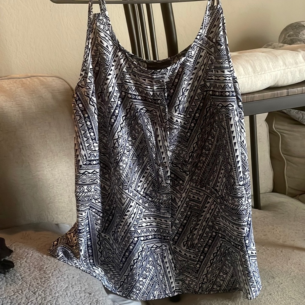 Loose fitting patterned blouse tank